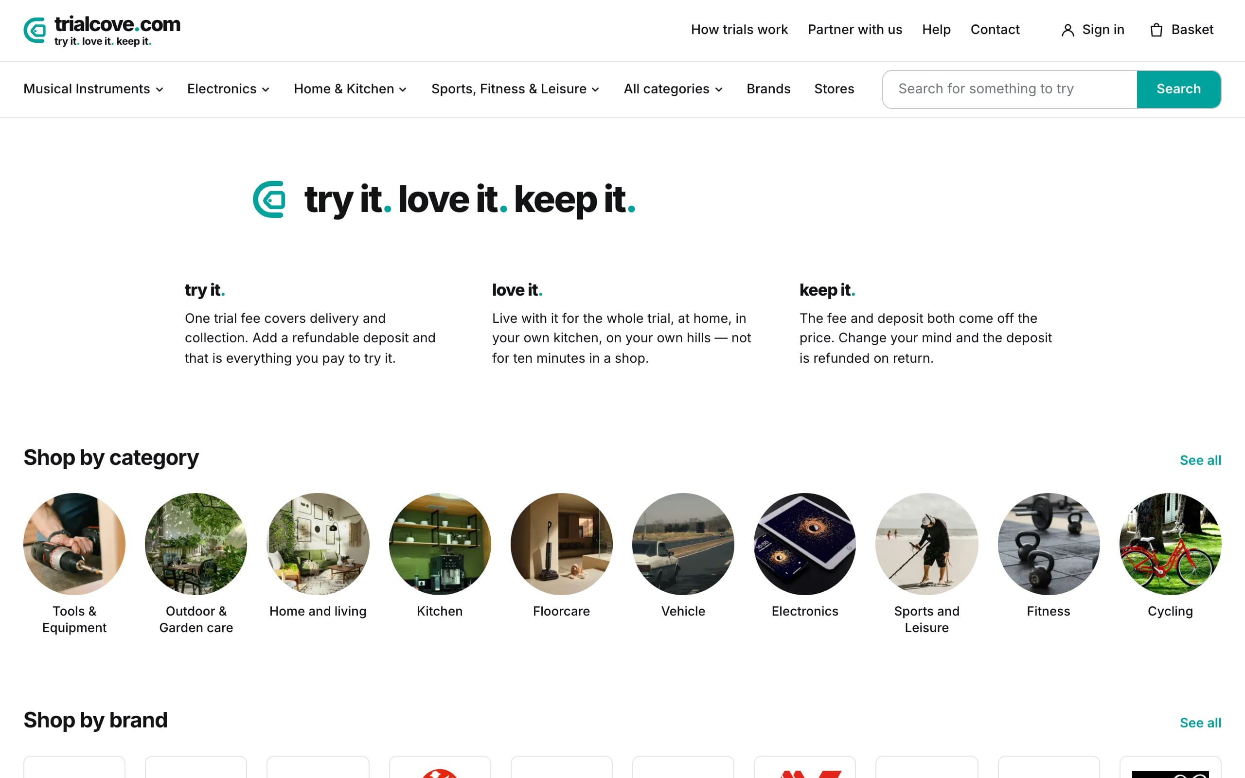 The trialcove.com homepage